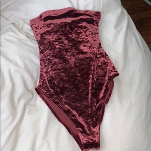 maroon velvet tube top type bodysuit NEVER WORN